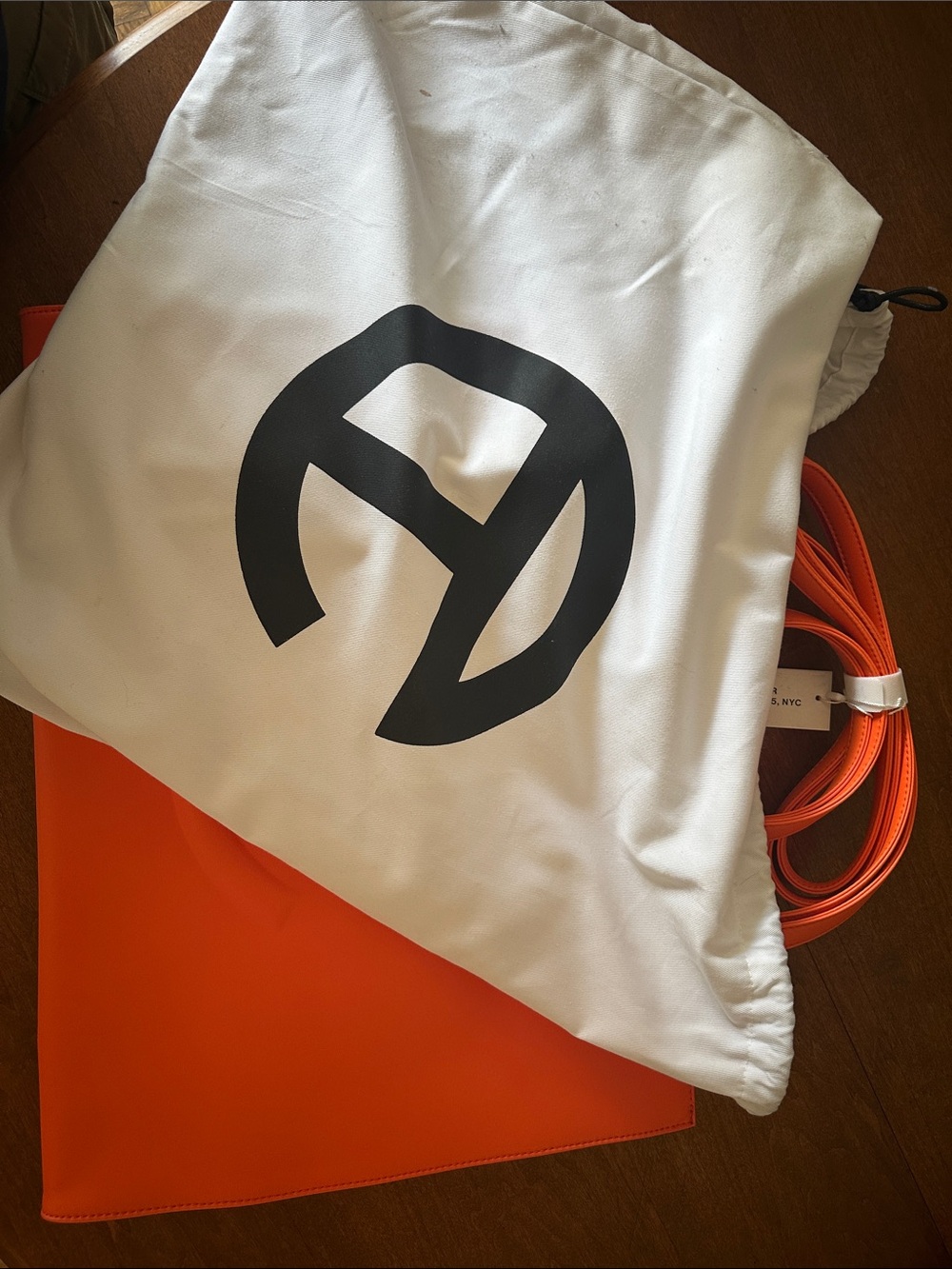 Authentic Telfar Vegan Leather Shopping Bag - Orange (Vibrant Neon) - Picture 2 of 4